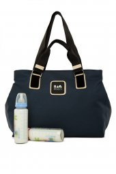 Bagmori Lacivert Garnili Çıtçıtlı Askılı Anne Bebek Bakım Çantası - 1