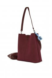 Bagmori Bordo Biritli Mıknatıslı Nubuk Çanta - 2