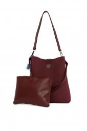 Bagmori Bordo Biritli Mıknatıslı Nubuk Çanta - 3