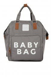 Bagmori Gri Baby Bag Baskılı Cepli Anne Bebek Bakım Sırt Çantası - 1