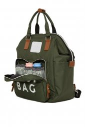 Bagmori Haki Baby Bag Baskılı Cepli Anne Bebek Bakım Sırt Çantası - 2
