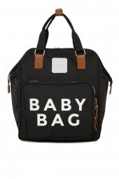 Bagmori Siyah Baby Bag Baskılı Cepli Anne Bebek Bakım Sırt Çantası - 1