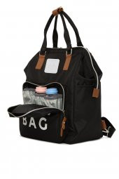 Bagmori Siyah Baby Bag Baskılı Cepli Anne Bebek Bakım Sırt Çantası - 2