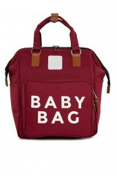 Bagmori Bordo Baby Bag Baskılı Cepli Anne Bebek Bakım Sırt Çantası - 1