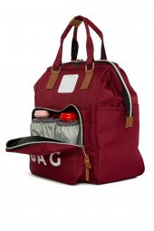 Bagmori Bordo Baby Bag Baskılı Cepli Anne Bebek Bakım Sırt Çantası - 2