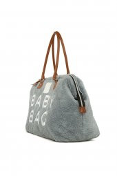 Bagmori Gri Baby Bag Nakışlı Peluş Anne Bebek Çantası - 2