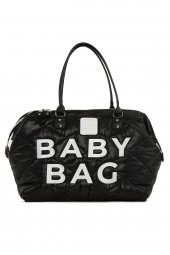 Bagmori Siyah Baby Bag Nakışlı Kapitone Şişme Anne Bebek Çantası - 1