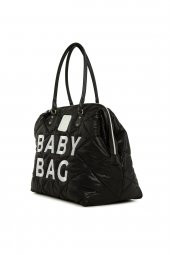 Bagmori Siyah Baby Bag Nakışlı Kapitone Şişme Anne Bebek Çantası - 2
