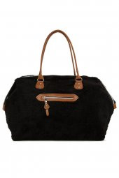 Bagmori Siyah Baby Bag Nakışlı Peluş Anne Bebek Çantası - 4