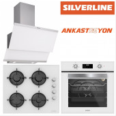 Silverline BO6502W02-CS5349W01-3420 CLASSY Beyaz Cam ankastre set - 1