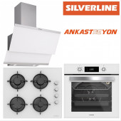 Silverline Bo6504w01-Cs5349w01-3420 Classy Beyaz Cam Ankastre Set - 1