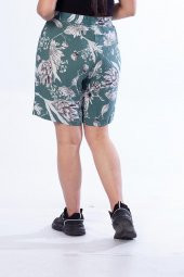 Truva Xxl Büyük Beden Kadın Giyim Dokum Viskon Şort Desenli KŞ033 - 3