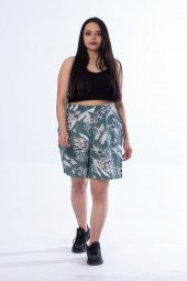 Truva Xxl Büyük Beden Kadın Giyim Dokum Viskon Şort Desenli KŞ033 - 4