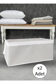 2 Adet Gri Çizgili Hurç Baza Altı Hurç 30x50x20 cm - 1