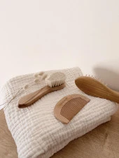 Naturaborn Organik Doğal Keçi Kılı Yumuşak Bebek Konak Saç Fırçası &Bambu Bebek tarağı ve Şimşir Tarak 3'lü Seti - 2