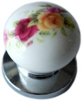 Düğme PORSELEN Tek Vida KROM Renk Çekmece Dolap Mobilya Kulpu 369 - 1