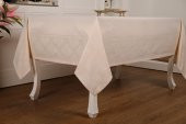 Finezza Roma Lüx Jakar  Kumaş Bej Masa Örtüsü  Dikdörtgen 160x320 cm - 1104 - 3