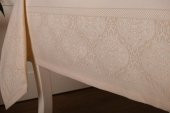 Finezza Roma Lüx Jakar  Kumaş Bej Masa Örtüsü  Dikdörtgen 160x320 cm - 1104 - 5