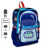 Coral High Mavi Astronot Baskılı İlkokul Sırt Çantası ve Kalemlik Seti - Erkek Çocuk - USB Soketli thumbnail 2