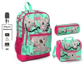 Coral High Yeşil Koala Baskılı Kız Çocuk İlkokul Çanta Seti - USB Çıkışlı - 1