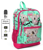 Coral High Yeşil Koala Baskılı Kız Çocuk İlkokul Çanta Seti - USB Çıkışlı - 2