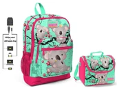 Coral High Yeşil Koala Baskılı Okul Çantası ve Beslenme Çantası Seti - Kız Çocuk - USB Soketli thumbnail 1