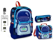 Coral High Mavi Astronot Baskılı Erkek Çocuk İlkokul Çanta Seti - USB Çıkışlı thumbnail 1