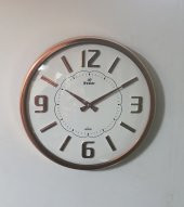 Eastar Rose Metal Çerçeveli Bombe Camlı İthal Sessiz Akar Mk Kabartma Rakamlı Duvar Saati E2775 R - 1