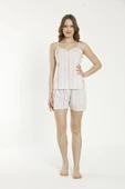 Estiva 22026 Kadın Çizgi Desenli Viskon Askılı Şortlu Pijama Takımı - 1
