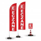 ReklamEdiyoruz Eczane Temalı 2 Adet Yelken Bayrak - 1 Adet Reklam Duba Paketi - 1