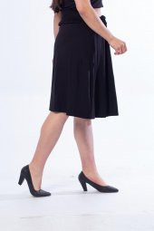 Truva Xxl Büyük Beden Kadın Giyim Penye Etek Siyah ETK134 - 2