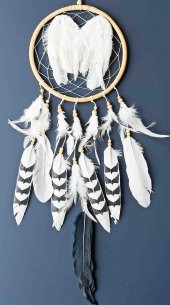 Siyah Ve Beyaz Tüylü Melek Kanadı Düş Kapanı El Yapımı Duvar Süsü thumbnail 1