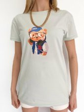 Kadın Ayıcık Baskılı Tshirt Mint - 2