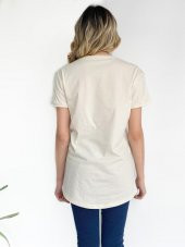 Kadın Ayıcık Baskılı Basic Tshirt Ekru - 4