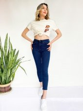 Kadın Ayıcık Baskılı Basic Tshirt Ekru - 5