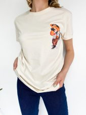 Kadın Ayıcık Baskılı Basic Tshirt Ekru - 7