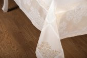 Finezza Viyana Lüx Jakar  Kumaş Bej Masa Örtüsü Dikdörtgen 160x320 cm - 1113 - 5