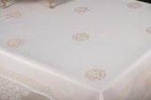 Finezza Viyana Lüx Jakar  Kumaş Bej Masa Örtüsü Dikdörtgen 160x320 cm - 1113 - 9