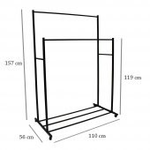 Kanat Elegant Tekerlekli Ayaklı Elbise Askısı - 3