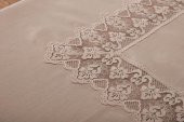 Finezza Esra Lüx Dantelli Keten Kumaş Bej Masa Örtüsü 160x230 cm - 1117 - 3