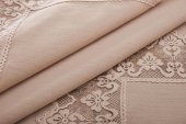 Finezza Esra Lüx Dantelli Keten Kumaş Bej Masa Örtüsü 160x230 cm - 1117 - 7