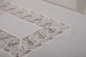 Finezza Esra Lüx Dantelli Keten Kumaş Krem Masa Örtüsü 160x230 cm - 1119 - 3