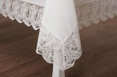 Finezza Esra Lüx Dantelli Keten Kumaş Krem Masa Örtüsü 160x230 cm - 1119 - 5