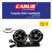 Carub Oto Vantilatör Çift Pervaneli Torpido Üstü 2 Kademeli 12 Volt - 4