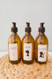 3lü Cam Amber Şampuan & DuşJeli ve Saç Kremi Şişesi 300 ml thumbnail 1