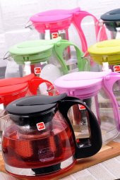1250 ml Süzgeçli Cam Demlik Asorti - 1