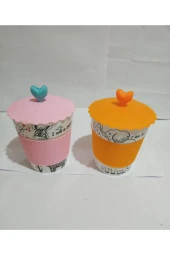 Porselen Silikonkapaklı Kupa 2 Li Set - 1