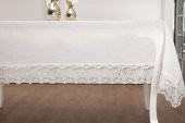 Finezza Beril Lüx Dantelli Keten Kumaş Krem Masa Örtüsü 160x230 cm - 1123 thumbnail 4