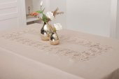 Finezza Narin Lüx Dantelli Keten Kumaş Bej Masa Örtüsü 160x230 cm - 1125 - 2