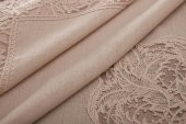 Finezza Narin Lüx Dantelli Keten Kumaş Bej Masa Örtüsü 160x230 cm - 1125 - 7